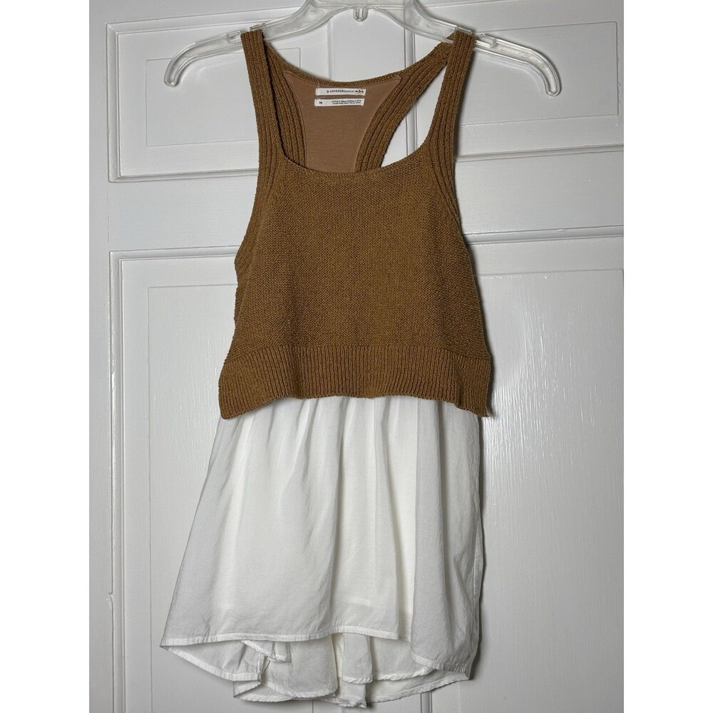Anthropologie Tank Dress Knitted w/Lined Cotton Bottom Brown/Cream Women’s XS